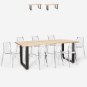 Conjunto 8 sillas diseño transparente mesa comedor 220 x 80 cm industrial Virgil Stock