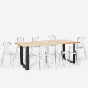 Conjunto 8 sillas diseño transparente mesa comedor 220 x 80 cm industrial Virgil Modelo