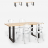 Conjunto mesa comedor 160 x 80 cm madera metal 4 sillas transparentes Jaipur M Stock