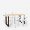 Conjunto mesa comedor 160 x 80 cm madera metal 4 sillas transparentes Jaipur M Modelo