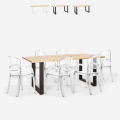 Conjunto 6 sillas transparentes policarbonato mesa 180 x 80 cm industrial Jaipur L Promoción