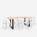Conjunto 6 sillas transparentes policarbonato mesa 180 x 80 cm industrial Jaipur L Elección