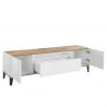 Mueble de TV 2 compartimentos cajón 160 x 40 cm blanco brillante madera Jacob Wood Rebajas