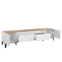 Mueble de TV moderno compartimento cajón 200 x 40 cm blanco brillante madera Young Wood Rebajas