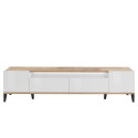 Mueble de TV moderno compartimento cajón 200 x 40 cm blanco brillante madera Young Wood Descueto