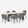 Set 6 sillas terciopelo diseño mesa rectangular 200 x 80 cm Samsara XL1 Descueto
