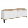 Mueble de TV moderno compartimento cajón 120 x 40 cm blanco brillante madera Gerald Wood Oferta