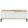 Mueble de TV moderno compartimento cajón 120 x 40 cm blanco brillante madera Gerald Wood Descueto