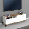 Mueble de TV moderno compartimento cajón 120 x 40 cm blanco brillante madera Gerald Wood Promoción