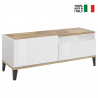 Mueble de TV moderno compartimento cajón 120 x 40 cm blanco brillante madera Gerald Wood Venta