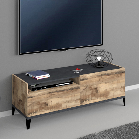 Mueble de TV 120 x 40 cm salón compartimento cajón madera pizarra Gerald Report
