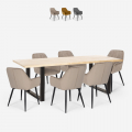 Conjunto 6 sillas terciopelo mesa 200 x 80 cm diseño industrial Samsara XL2 Promoción
