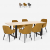 Conjunto 6 sillas terciopelo mesa 200 x 80 cm diseño industrial Samsara XL2 Oferta