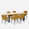 Conjunto 6 sillas terciopelo mesa 200 x 80 cm diseño industrial Samsara XL2 Stock