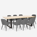 Conjunto mesa 220 x 80 cm diseño industrial 8 sillas terciopelo Samsara XXL1 Descueto