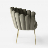 Poltrona sillón concha diseño moderno terciopelo patas doradas Calicis Rebajas