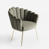 Poltrona sillón concha diseño moderno terciopelo patas doradas Calicis Oferta