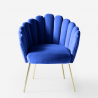 Sillón concha butaca diseño moderno terciopelo patas doradas Calicis 