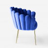 Sillón concha butaca diseño moderno terciopelo patas doradas Calicis 