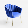 Sillón concha butaca diseño moderno terciopelo patas doradas Calicis 