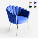 Sillón concha butaca diseño moderno terciopelo patas doradas Calicis 