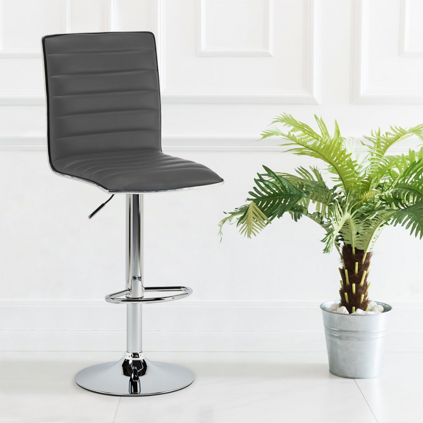 Taburete de bar cocina alto fijo giratorio ajustable con respaldo Detroit Oferta
