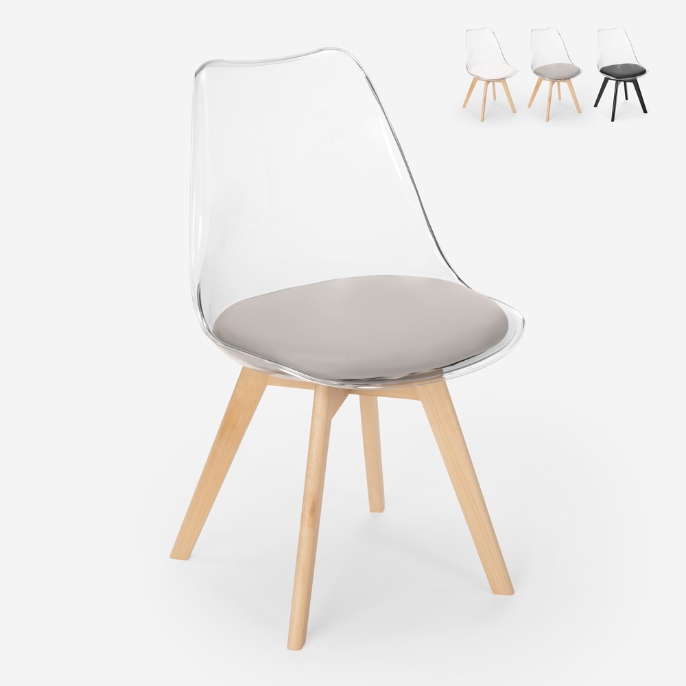 silla de comedor transparente con asiento tapizado escandinava Goblet caurs