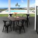 juego mesa 80 x 80 cm 4 sillas diseño industrial estilo cocina bar hustle black Stock