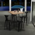 juego bar cocina 4 taburetes industrial mesa madera 60 x 60 cm mason Stock