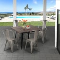 juego 4 sillas vintage mesa de comedor 80 x 80 cm madera metal burton black Stock