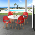 Juego mesa blanca redonda 100 cm diseño escandinavo 4 sillas Midlan Light Rebajas