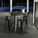 juego mesa madera metal alto bar 60 x 60 cm 4 taburetes vintage axel white Oferta