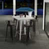 juego mesa alta bar 60 x 60 cm blanco 4 taburetes vintage rush white Oferta