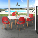 Juego mesa rectangular 80 x 120 cm 4 sillas diseño escandinavo Flocs Light Rebajas