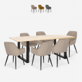 Conjunto mesa comedor 180 x 80 cm 6 sillas terciopelo diseño moderno Samsara L1 Promoción