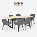 Conjunto mesa comedor 180 x 80 cm 6 sillas terciopelo diseño moderno Samsara L1 Venta