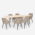 Conjunto 6 sillas diseño moderno terciopelo mesa comedor 180 x 80 cm Samsara L3 Descueto