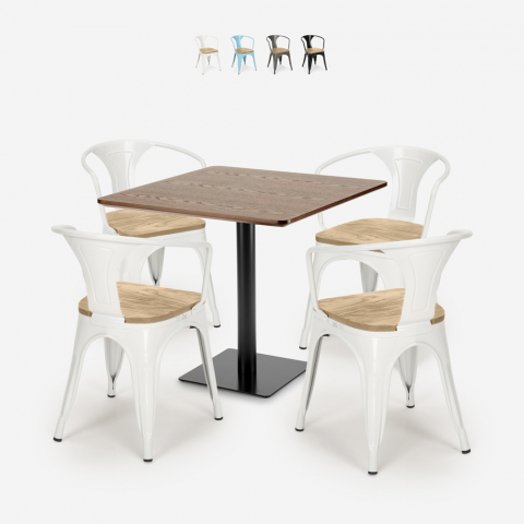 conjunto de mesa de centro horeca 90x90cm bares restaurantes 4 sillas dunmore Promoción