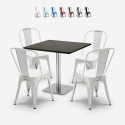 bar restaurante set 4 sillas mesa baja horeca negra 90x90cm just Oferta