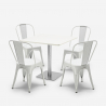conjunto de 4 sillas Lix bares restaurantes mesa horeca 90x90cm blanco just white Medidas
