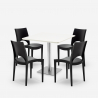 Conjunto de 4 sillas mesa blanca apilable 90x90cm Horeca bar restaurante Prince White Modelo