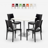 Conjunto de 4 sillas mesa blanca apilable 90x90cm Horeca bar restaurante Prince White Promoción