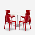 Conjunto 4 sillas apilables bar restaurante mesa blanca 90x90cm Horeca Yanez White Medidas