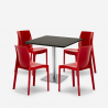 Conjunto 4 sillas polipropileno apilable mesita auxiliar Horeca negro 90x90cm Yanez Black 