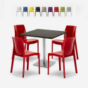Conjunto 4 sillas polipropileno apilable mesita auxiliar Horeca negro 90x90cm Yanez Black Stock