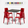 Conjunto 4 sillas polipropileno apilable mesita auxiliar Horeca negro 90x90cm Yanez Black Stock