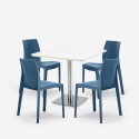Conjunto 4 sillas polipropileno bar restaurante mesa blanca Horeca 90x90cm Jasper White