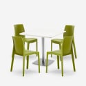 Conjunto 4 sillas polipropileno bar restaurante mesa blanca Horeca 90x90cm Jasper White 