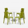 Conjunto 4 sillas polipropileno bar restaurante mesa blanca Horeca 90x90cm Jasper White 