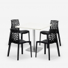 Conjunto 4 sillas apilables polipropileno mesa de centro blanca 90x90cm Horeca Dustin White 